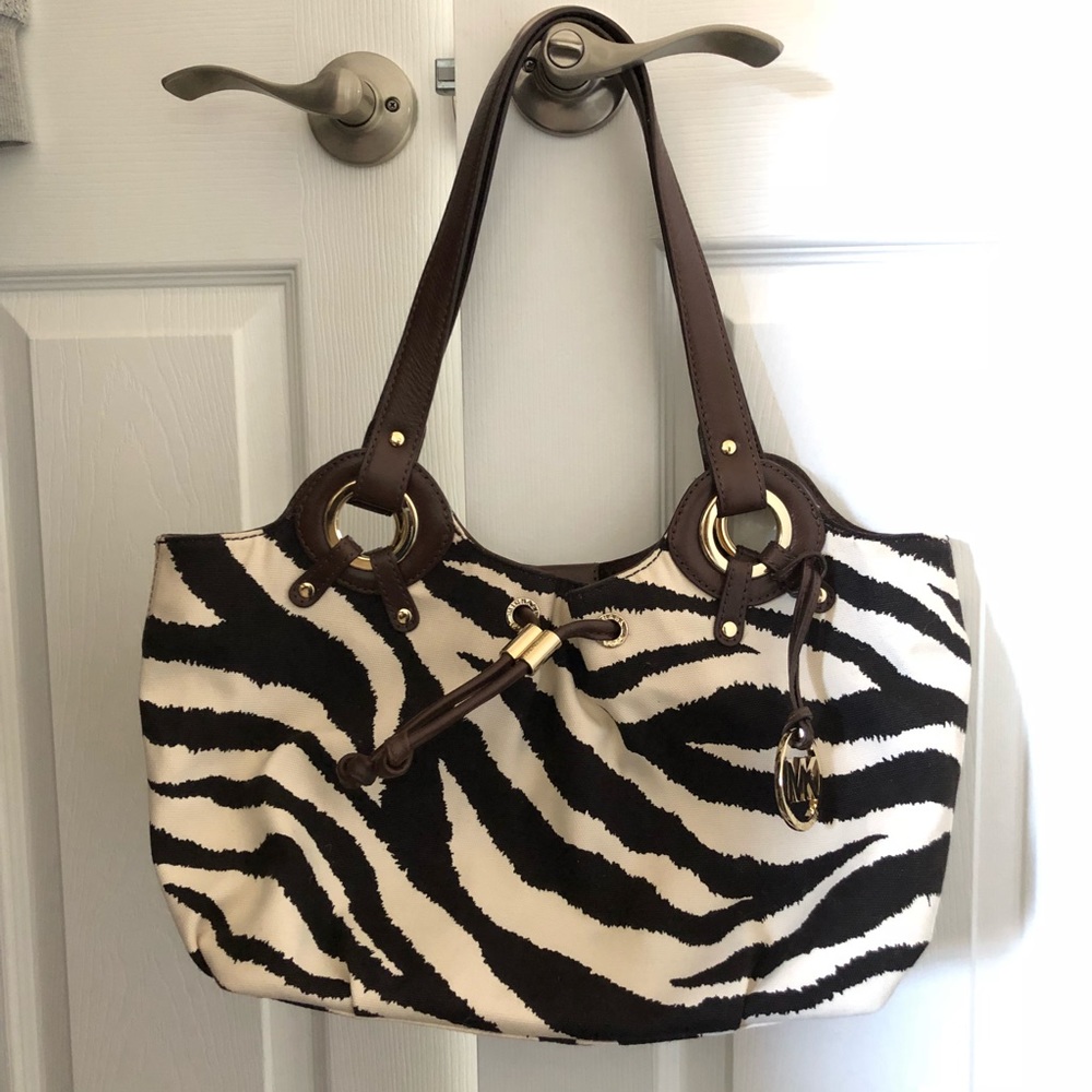 Michael Kors zebra print canvas tote